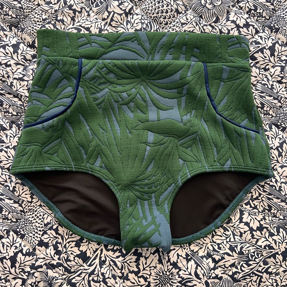 Green Leaf Print Bikini Bottoms